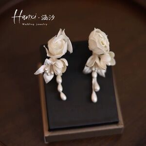 White Floral Drop Earrings